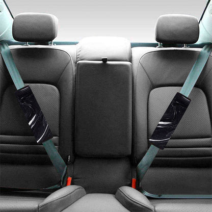 Black White Liquid Marble Print Car Seat Belt Covers