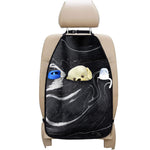 Black White Liquid Marble Print Car Seat Organizers