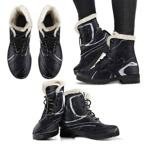 Black White Liquid Marble Print Comfy Boots GearFrost