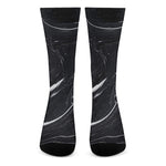 Black White Liquid Marble Print Crew Socks