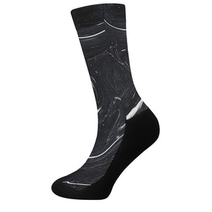 Black White Liquid Marble Print Crew Socks