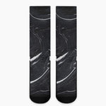 Black White Liquid Marble Print Crew Socks