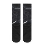 Black White Liquid Marble Print Crew Socks