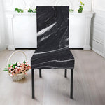 Black White Liquid Marble Print Dining Chair Slipcover