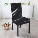 Black White Liquid Marble Print Dining Chair Slipcover