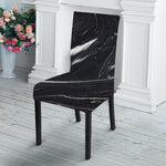 Black White Liquid Marble Print Dining Chair Slipcover