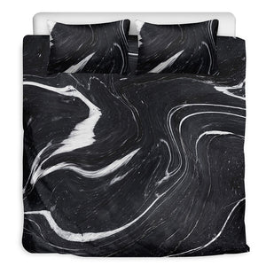 Black White Liquid Marble Print Duvet Cover Bedding Set