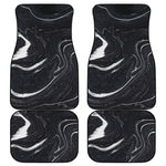 Black White Liquid Marble Print Front and Back Car Floor Mats