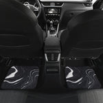 Black White Liquid Marble Print Front and Back Car Floor Mats