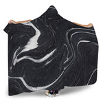 Black White Liquid Marble Print Hooded Blanket