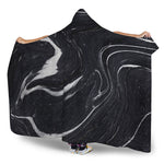 Black White Liquid Marble Print Hooded Blanket