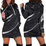 Black White Liquid Marble Print Hoodie Dress GearFrost