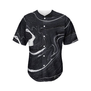 Black White Liquid Marble Print Men's Baseball Jersey