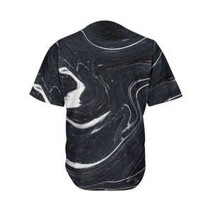 Black White Liquid Marble Print Men's Baseball Jersey