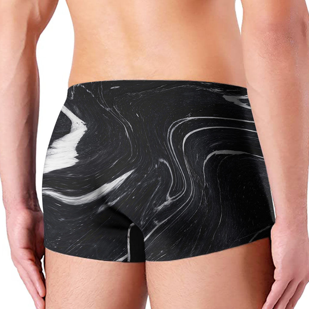 Black White Liquid Marble Print Men's Boxer Briefs