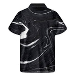 Black White Liquid Marble Print Men's Short Sleeve Shirt