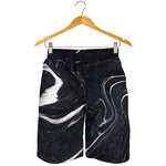 Black White Liquid Marble Print Men's Shorts