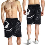 Black White Liquid Marble Print Men's Shorts