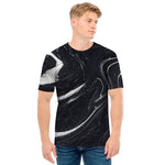 Black White Liquid Marble Print Men's T-Shirt