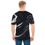Black White Liquid Marble Print Men's T-Shirt