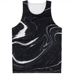 Black White Liquid Marble Print Men's Tank Top