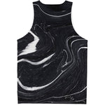 Black White Liquid Marble Print Men's Tank Top