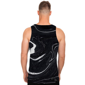 Black White Liquid Marble Print Men's Tank Top