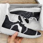 Black White Liquid Marble Print Mesh Knit Shoes GearFrost