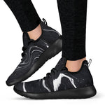 Black White Liquid Marble Print Mesh Knit Shoes GearFrost