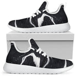 Black White Liquid Marble Print Mesh Knit Shoes GearFrost