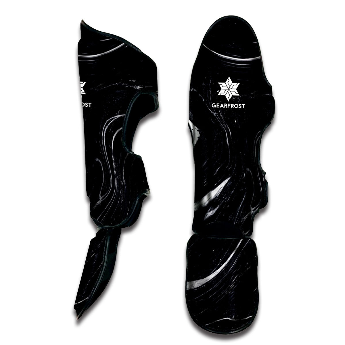 Black White Liquid Marble Print Muay Thai Shin Guard