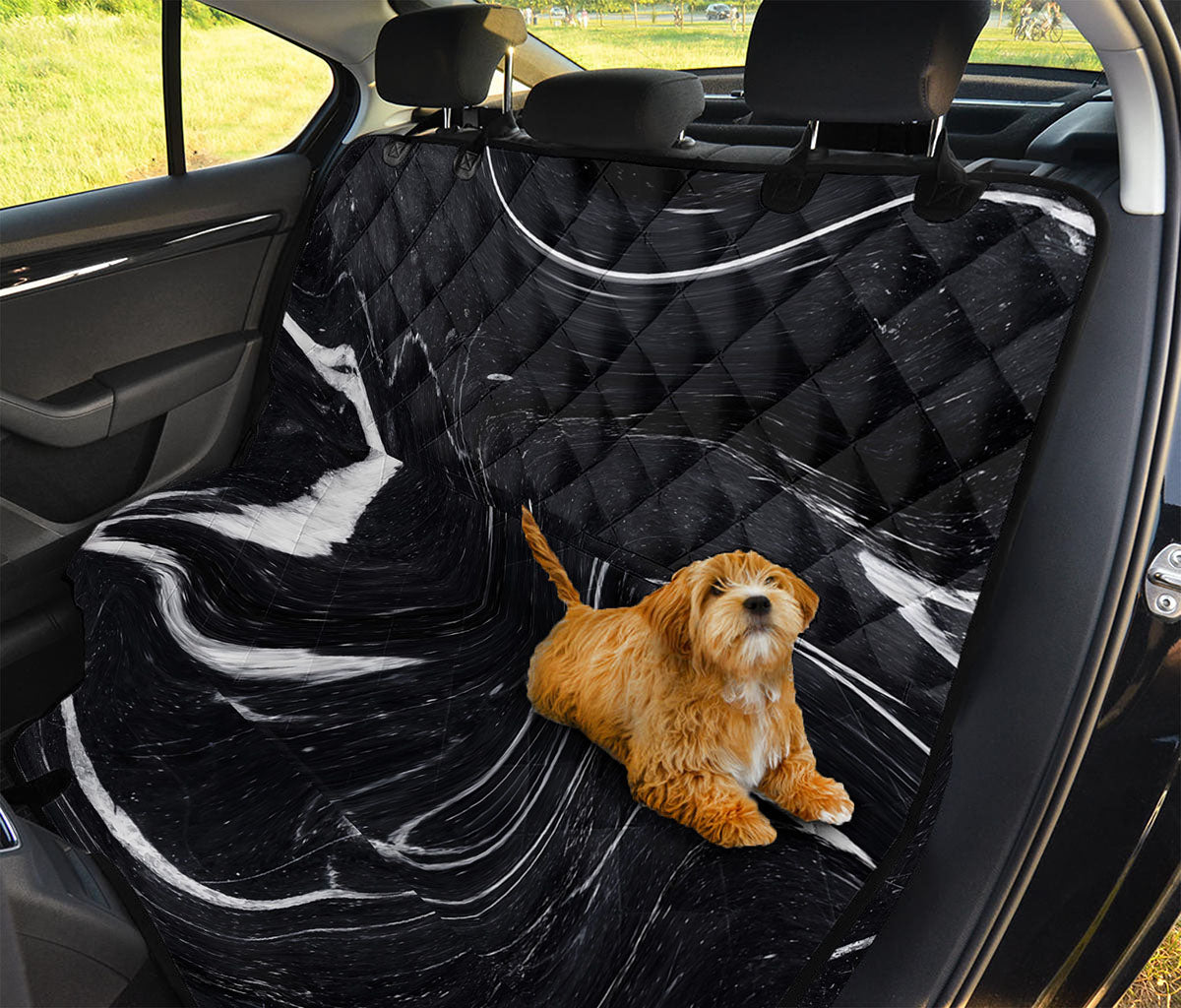 Black White Liquid Marble Print Pet Car Back Seat Cover