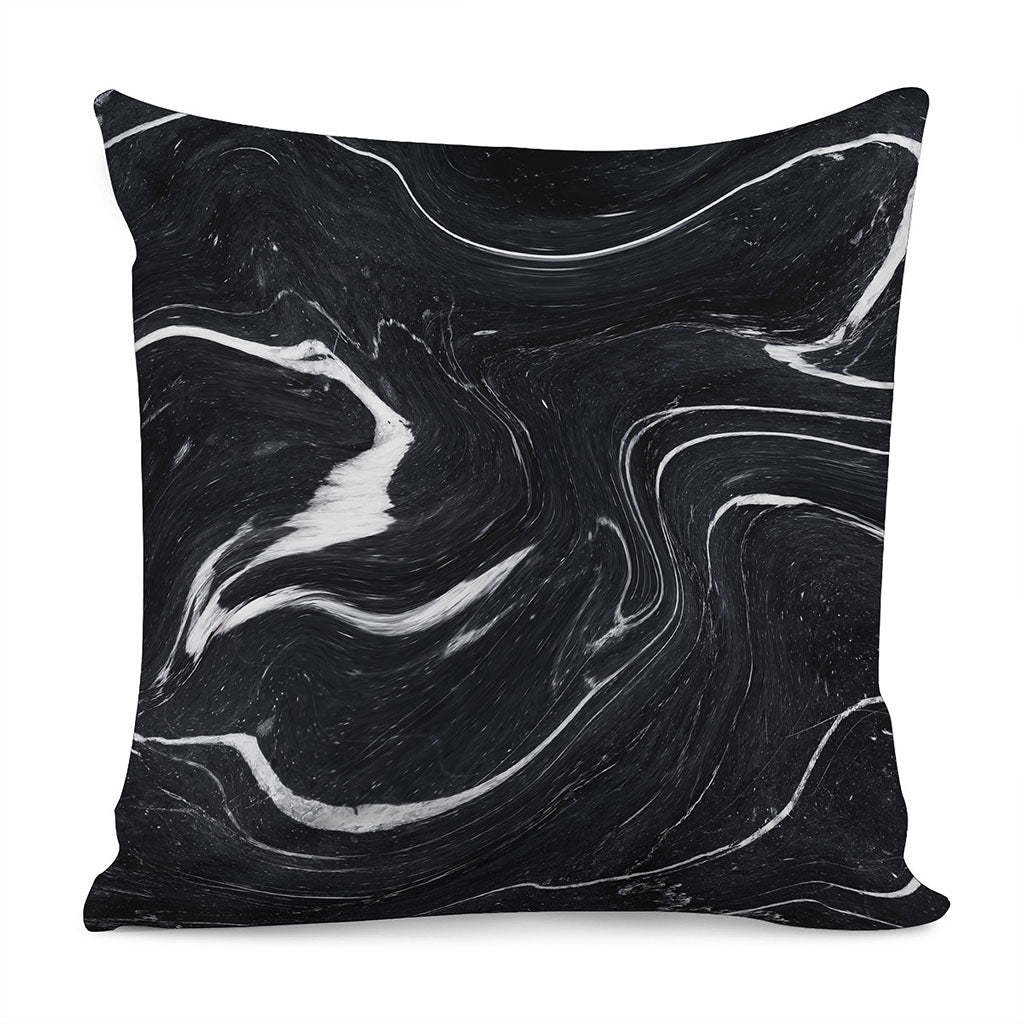 Black White Liquid Marble Print Pillow Cover