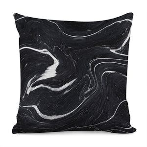 Black White Liquid Marble Print Pillow Cover