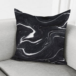 Black White Liquid Marble Print Pillow Cover