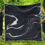Black White Liquid Marble Print Quilt