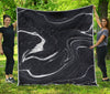 Black White Liquid Marble Print Quilt