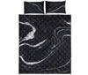 Black White Liquid Marble Print Quilt Bed Set