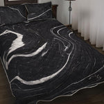 Black White Liquid Marble Print Quilt Bed Set