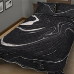 Black White Liquid Marble Print Quilt Bed Set