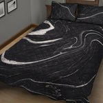 Black White Liquid Marble Print Quilt Bed Set