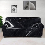 Black White Liquid Marble Print Sofa Cover