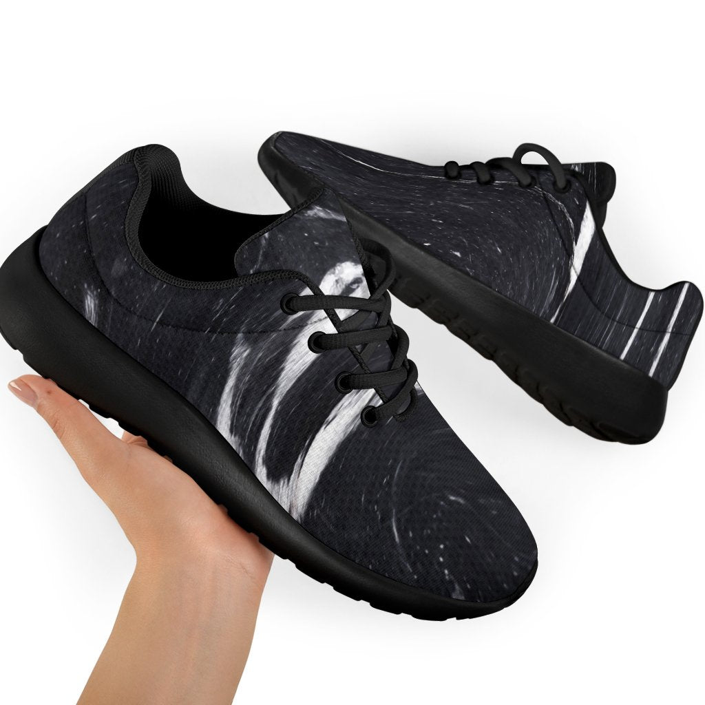 Black White Liquid Marble Print Sport Shoes GearFrost