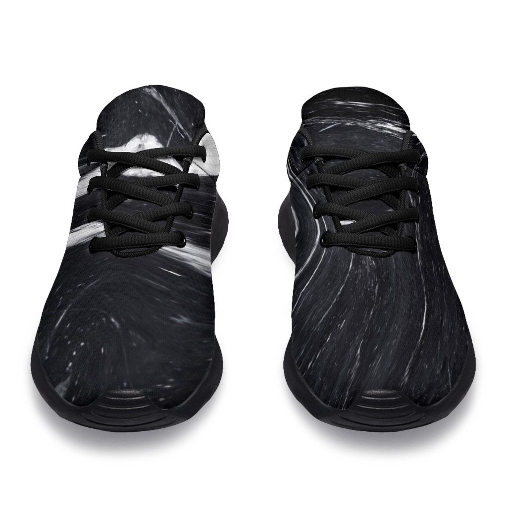 Black White Liquid Marble Print Sport Shoes GearFrost