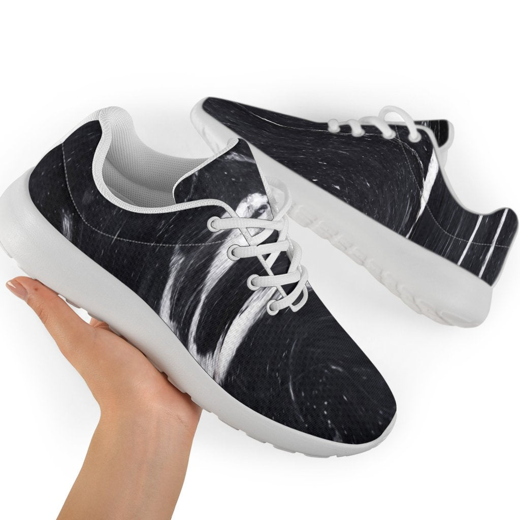 Black White Liquid Marble Print Sport Shoes GearFrost