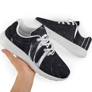 Black White Liquid Marble Print Sport Shoes GearFrost