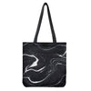 Black White Liquid Marble Print Tote Bag