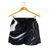 Black White Liquid Marble Print Women's Shorts