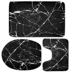 Black White Natural Marble Print 3 Piece Bath Mat Set