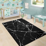 Black White Natural Marble Print Area Rug GearFrost